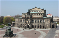 Semperoper Dresden vom Dach der Kathedrale aus.