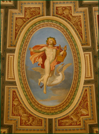 Semperoper Oberes Rundfoyer Apollon Gemälde von Theodor Große Rekonstruktion.